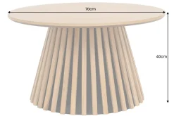 Runder Couchtisch VALHALLA WOOD 70cm natur Eichenholz Säulenfuß