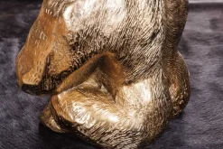 Runder Couchtisch WILDLIFE KONG 60cm gold Metall Glas Affenfigur Gorilla Skulptur handmade