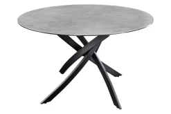 Runder Esstisch ALPINE 120cm anthrazit Keramik schwarzes Metallgestell