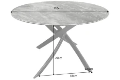 Runder Esstisch ALPINE 120cm taupe Keramik schwarzes Metallgestell