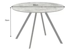 Runder Esstisch ATELIER 100cm grau Beton-Design schwarz Metall
