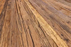 Runder Esstisch BARRACUDA 140cm braun Teak Massivholz Glas silber Edelstahl verchromt