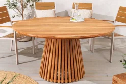 Runder Esstisch EMPIRE TEAK 120cm braun Teakholz Indoor Outdoor wetterfest