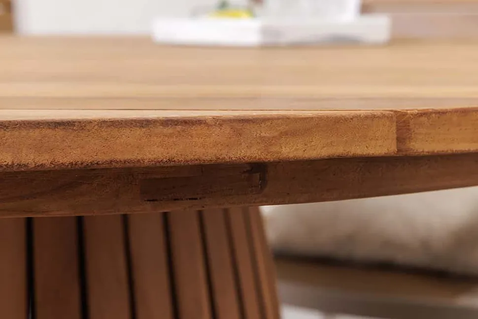 Runder Esstisch EMPIRE TEAK 120cm braun Teakholz Indoor Outdoor wetterfest