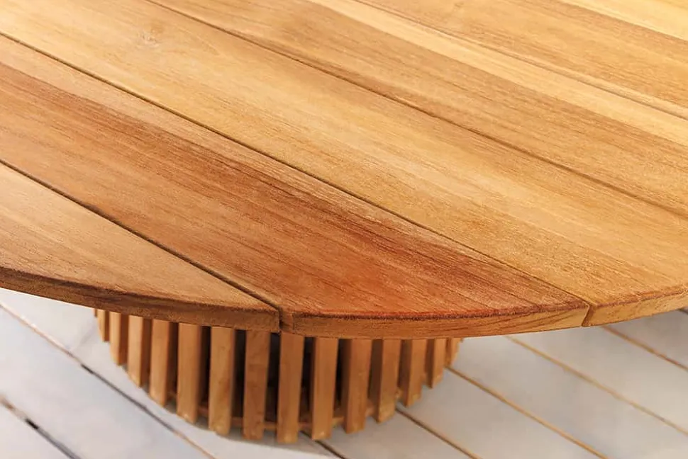 Runder Esstisch EMPIRE TEAK 120cm braun Teakholz Indoor Outdoor wetterfest