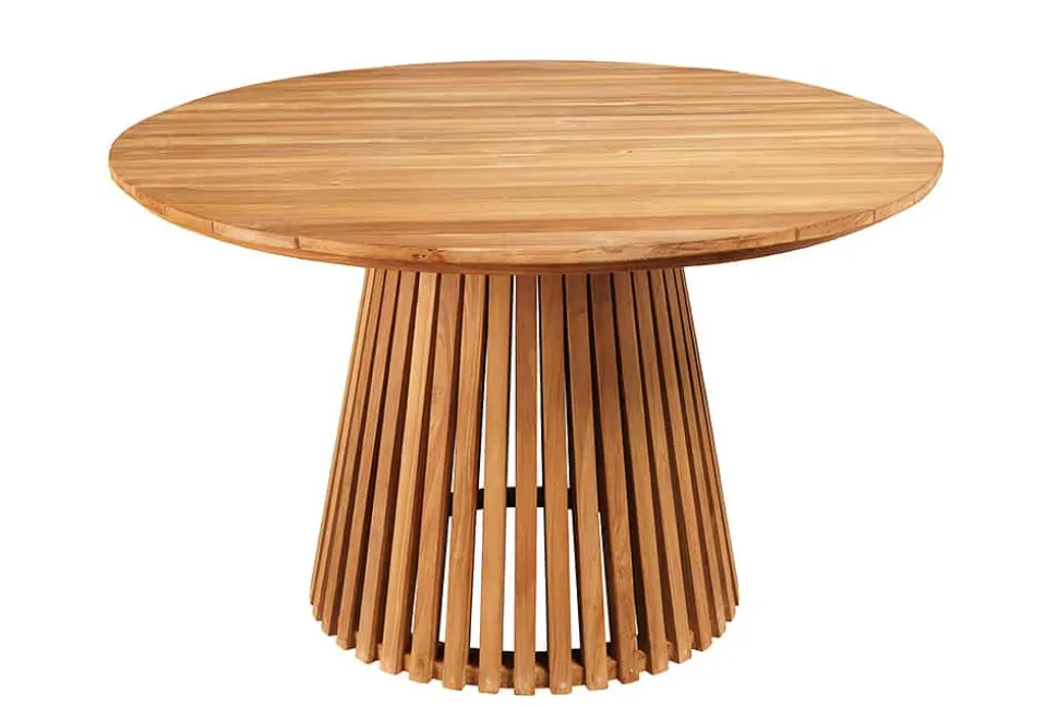 Runder Esstisch EMPIRE TEAK 120cm braun Teakholz Indoor Outdoor wetterfest