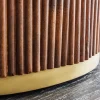 Runder Esstisch GATSBY 140cm braun gold Mangoholz weiße Marmorplatte Säulenfuß