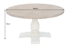 Runder Esstisch HAMPTONS 140cm hellbraun creme recycelte Pinie Massivholz