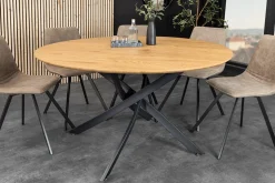 Runder Esstisch HELIX 120cm natur Wildeiche schwarze Metallbeine Sterngestell
