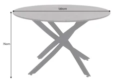 Runder Esstisch HELIX 120cm grau Beton-Design schwarze Metallbeine Sterngestell