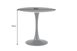 Runder Esstisch LYON 80cm anthrazit Marmor Keramik Bistrotisch schwarzer Säulenfuß