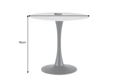Runder Esstisch LYON 80cm weiß Marmor Keramik Bistrotisch schwarzer Säulenfuß
