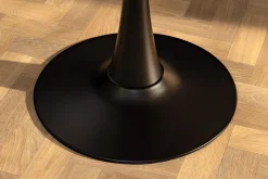 Runder Esstisch LYON 80cm weiß Marmor Keramik Bistrotisch schwarzer Säulenfuß