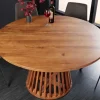 Runder Esstisch MAISON JADE 140cm natur Akazie Massivholz Säulenfuß