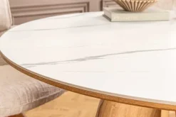 Runder Esstisch ORGANIKO 120cm weiß natur Eichenholz Keramik Marmor