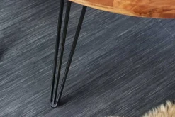 Runder Esstisch SCORPION 120cm Akazie natur Massivholz Hairpin Legs Retro Design