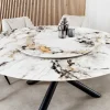 Runder Esstisch SPIN 150cm weiß grau gold 360° drehbare Servierplatte Aurora Oro Keramik