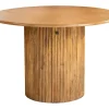 Runder Esstisch TRES CHIC 120cm braun Mangoholz Massivholz mit Stauraum