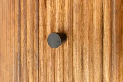 Runder Esstisch TRES CHIC 120cm braun Mangoholz Massivholz mit Stauraum