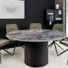 Runder Esstisch UNIQUE 120cm schwarz Keramik mit Säulenfuß