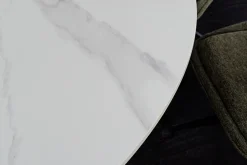 Runder Esstisch UNIQUE 120cm weiß Keramik mit Säulenfuß