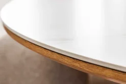 Runder Esstisch UNIQUE 120cm weiß natur Eichenholz Keramik Marmor Säulenfuß