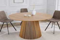 Runder Esstisch VALHALLA WOOD 120cm natur Eichenholz Säulenfuß