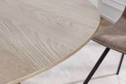 Runder Esstisch VALHALLA WOOD 120cm grau Eichenholz Säulenfuß