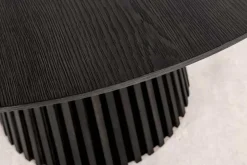 Runder Esstisch VALHALLA WOOD 120cm schwarz Eichenholz Säulenfuß