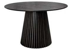 Runder Esstisch VALHALLA WOOD 120cm schwarz Eichenholz Säulenfuß