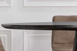 Runder Esstisch VALHALLA WOOD 120cm schwarz Eichenholz Säulenfuß