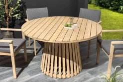 Runder Gartentisch KOPENHAGEN 120cm natur Akazie Massivholz In- und Outdoor wetterfest