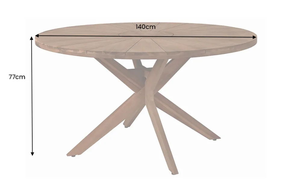 Runder Gartentisch KOPENHAGEN 140cm braun Akazienholz honey finish wetterfest
