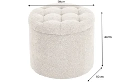 Runder Hocker MODERN BAROCK 50cm champagner Bouclé mit Stauraum