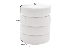 Runder Hocker VOGUE 50cm creme weiß Bouclé Polsterhocker mit Stauraum