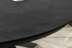 Runder In- und Outdoor Esstisch GALAXY 120cm anthrazit Keramik Aluminium Gartentisch