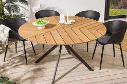 Runder In- und Outdoor Gartentisch DESIGNO 120cm natur Holz-Design anthrazit Metall