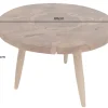 Runder Massivholz Couchtisch MOSAIK 60cm natur Teak Baumstamm handmade