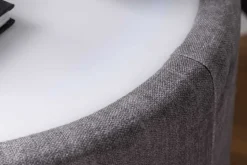 Runder Nachttisch SIGNUM 55cm grau Vogue Velours Samt inkl. Beleuchtung Schubladen