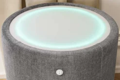 Runder Nachttisch SIGNUM 55cm grau Vogue Velours Samt inkl. Beleuchtung Schubladen