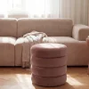 Runder Polsterhocker VOGUE 40cm rosa Samt mit Stauraum
