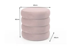 Runder Polsterhocker VOGUE 40cm rosa Samt mit Stauraum