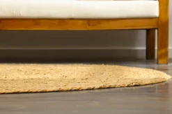 Runder Teppich PURE NATURE 120cm Jute handgewebt Flachgewebe
