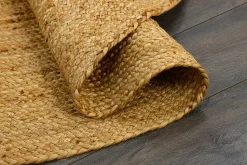Runder Teppich PURE NATURE 150cm Jute handgewebt Flachgewebe
