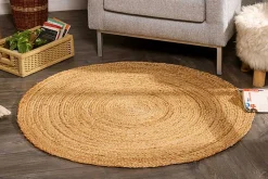 Runder Teppich PURE NATURE 150cm Jute handgewebt Flachgewebe