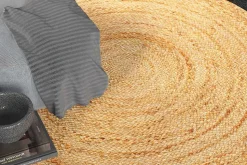 Runder Teppich PURE NATURE 150cm Jute handgewebt Flachgewebe