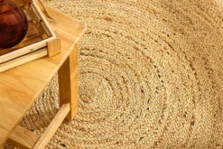 Runder Teppich PURE NATURE 150cm Jute handgewebt Flachgewebe