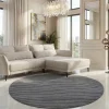 Runder Teppich WAVE 230cm anthrazit 3D strukturierter Kurzflor Indoor Hoch-Tief-Effekt