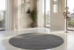 Runder Teppich WAVE 230cm anthrazit 3D strukturierter Kurzflor Indoor Hoch-Tief-Effekt