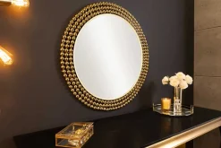 Runder Wandspiegel PEARLS 75cm gold Metall